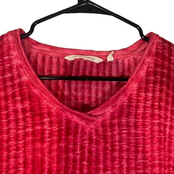 Soft Surroundings Red Short Sleeve Textured Asymmetrical Hem Blouse Women Sz S - Picture 5 of 8